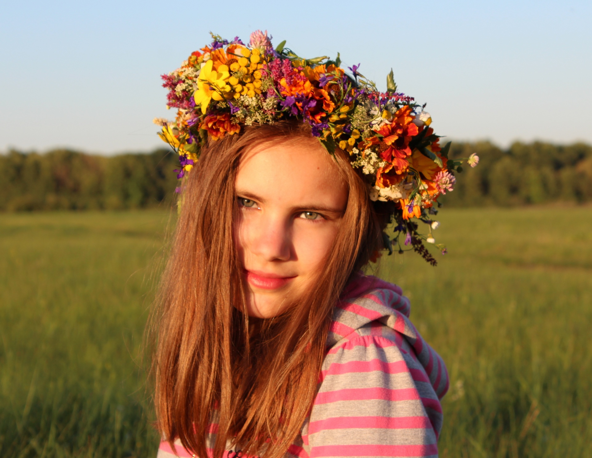 wreath girl flowers free photo