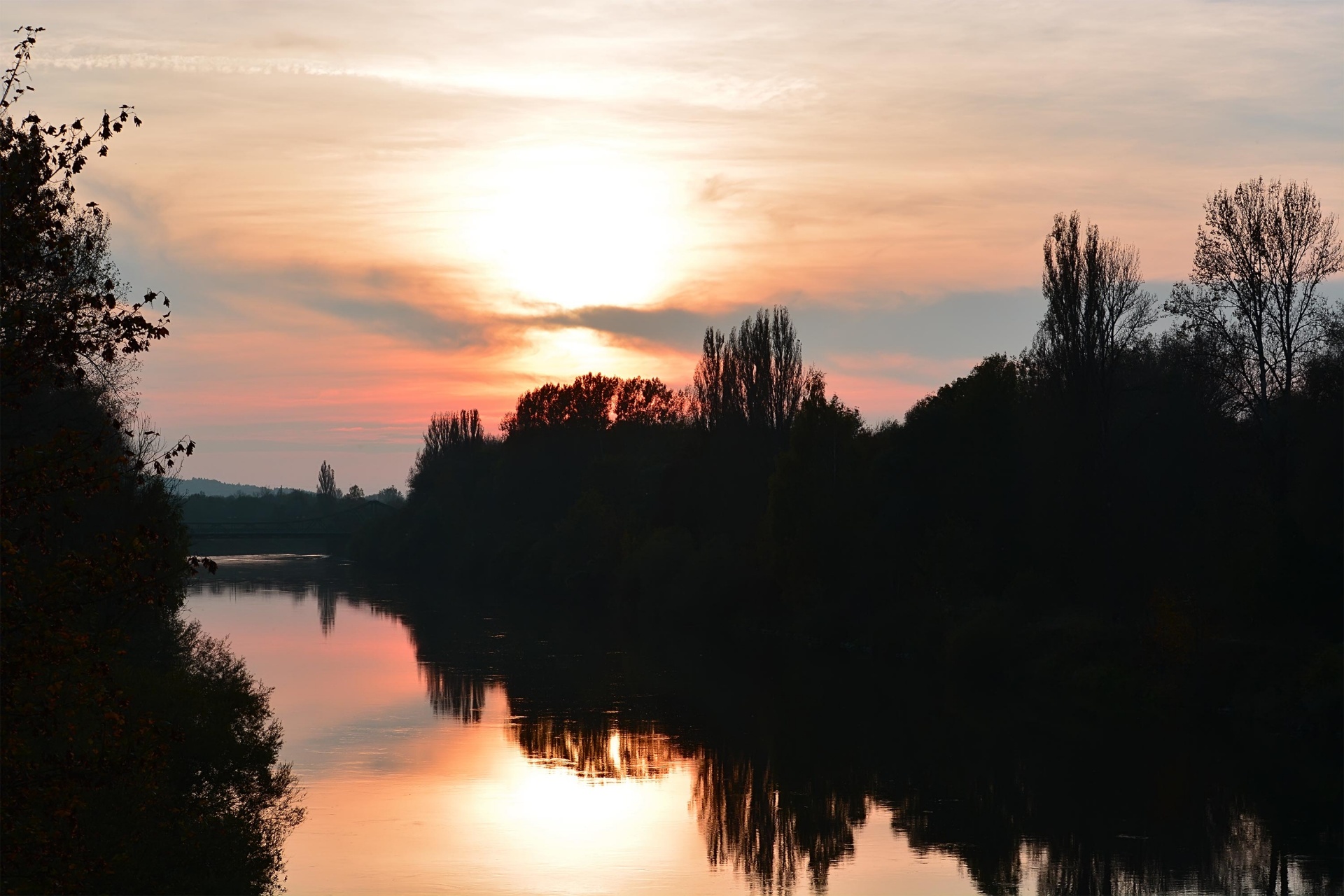 river sunset black free photo