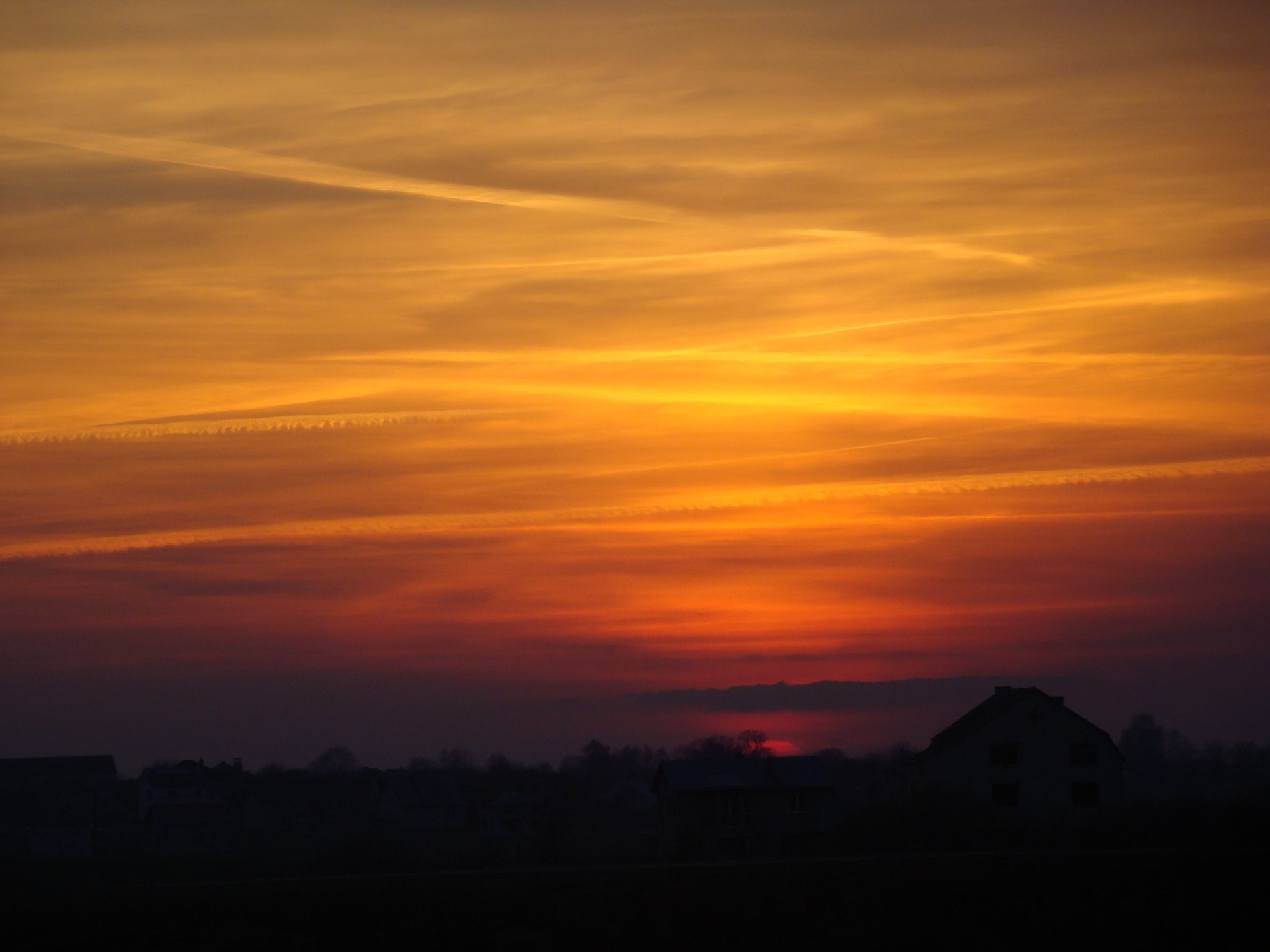 silhouette sunset landscape free photo