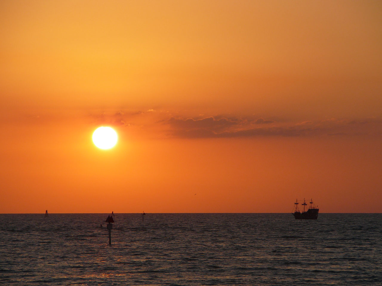 sunset ship ocean free photo