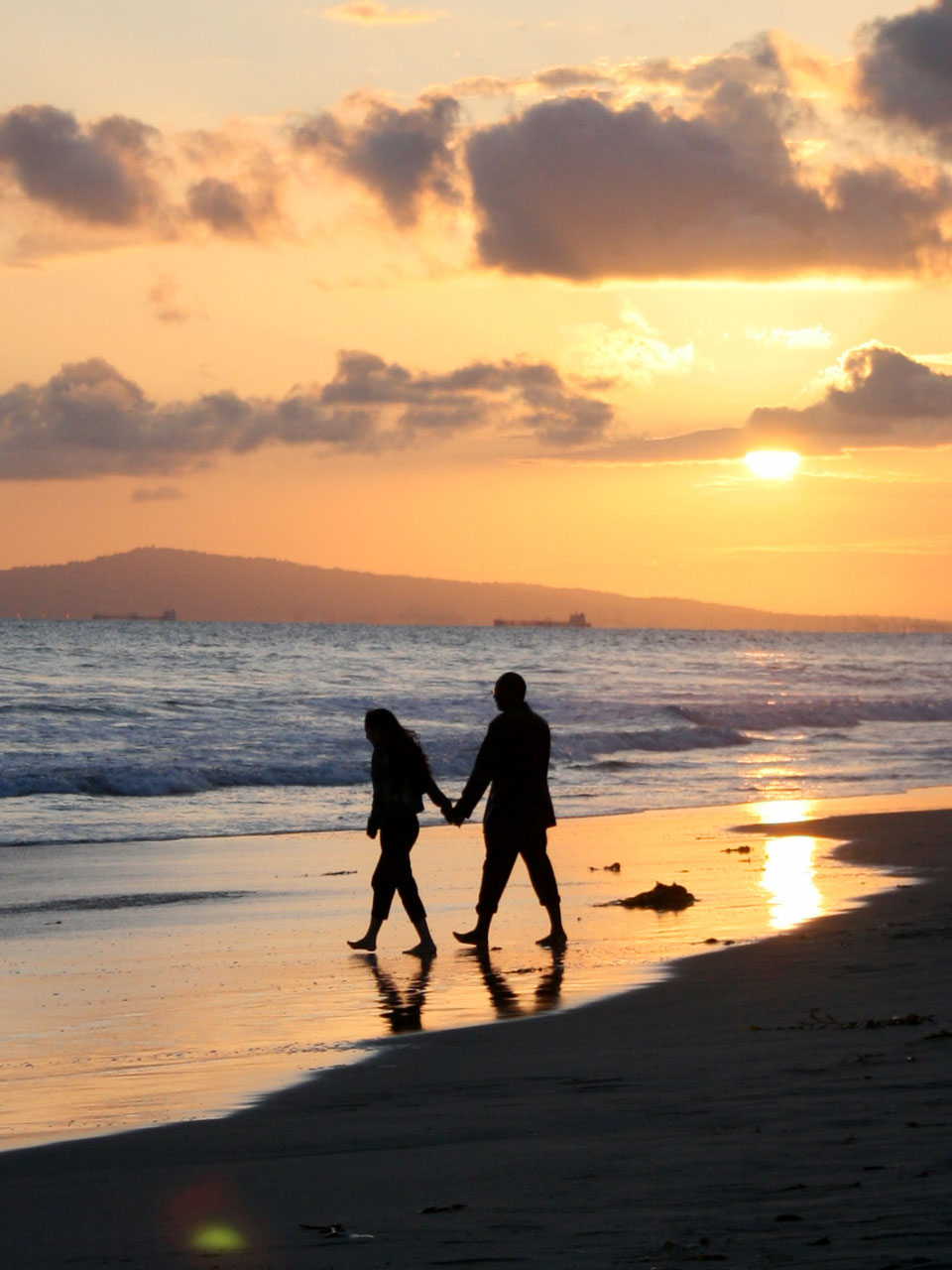 sunset couple stroll free photo