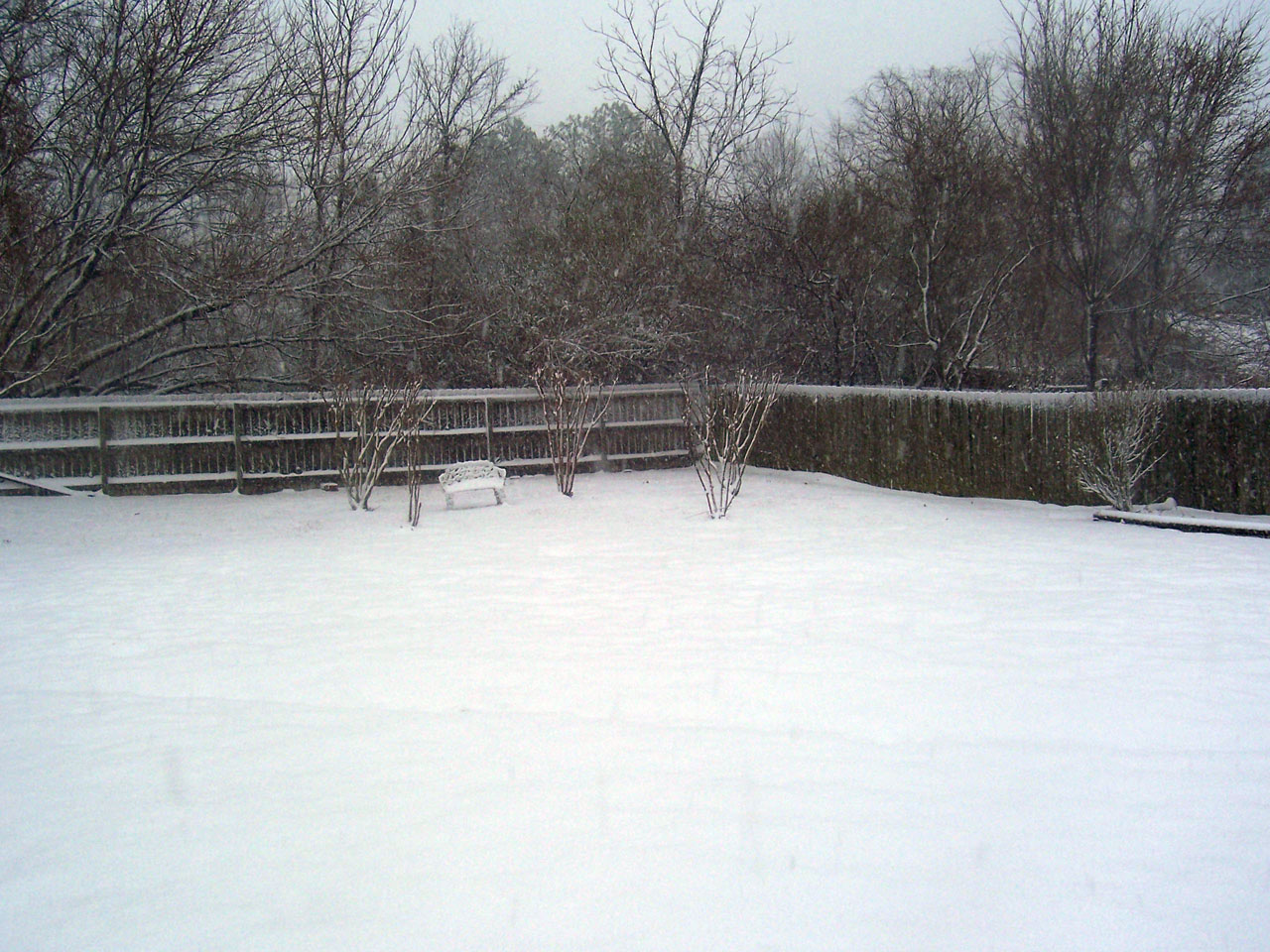 snow bench fenced free photo
