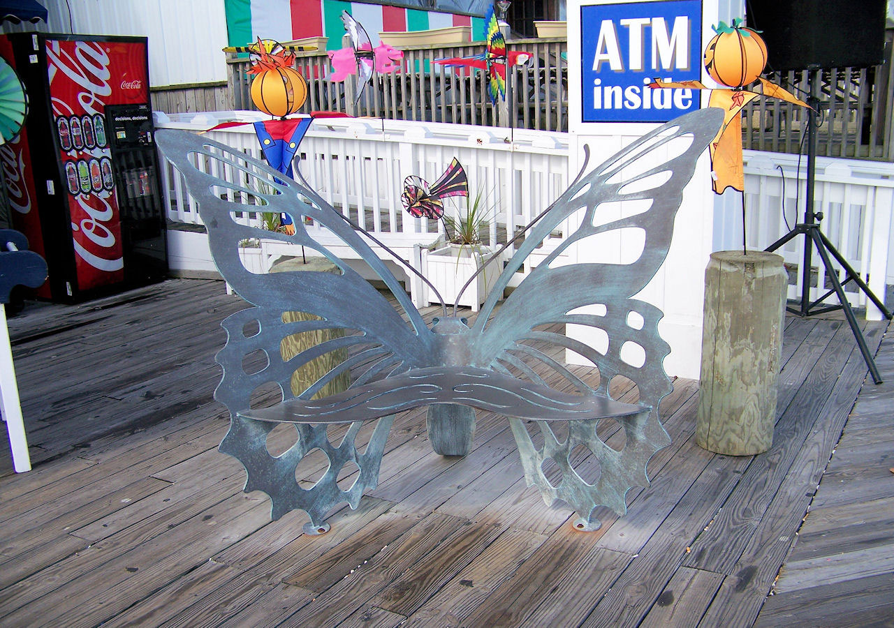 objects bench butterfly free photo