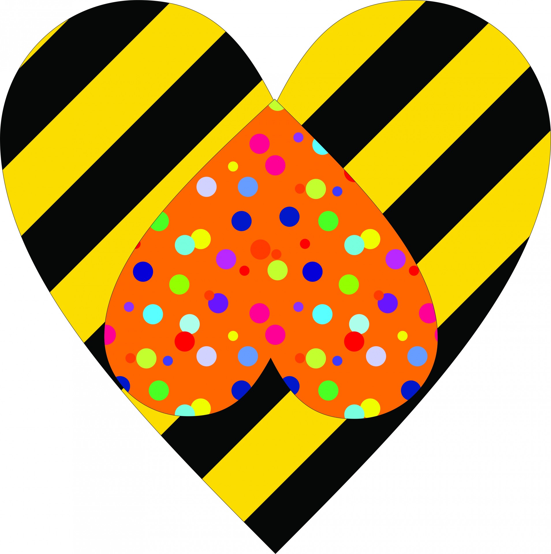 hearts black yellow free photo