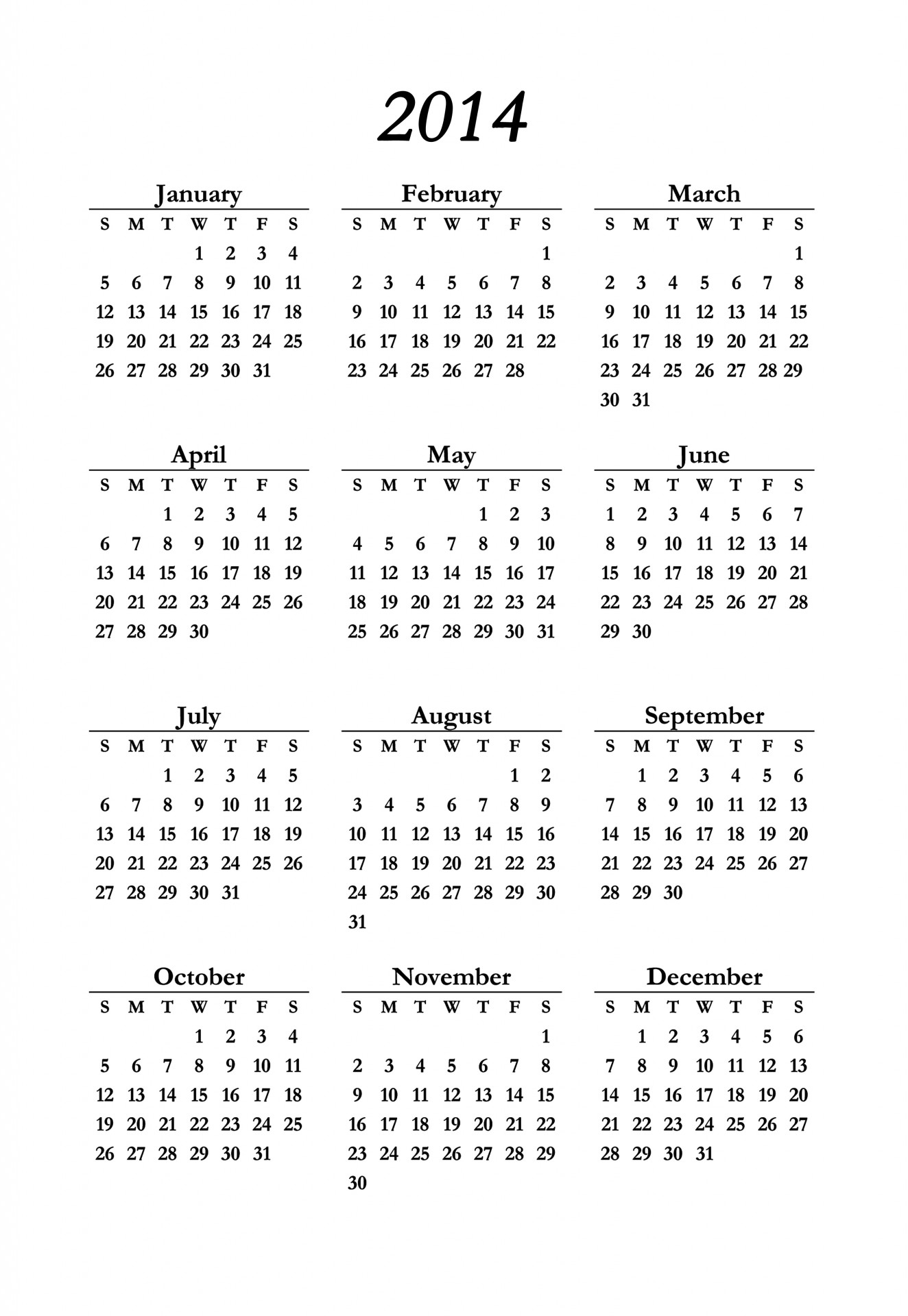 2014 calendar 3 columns free photo