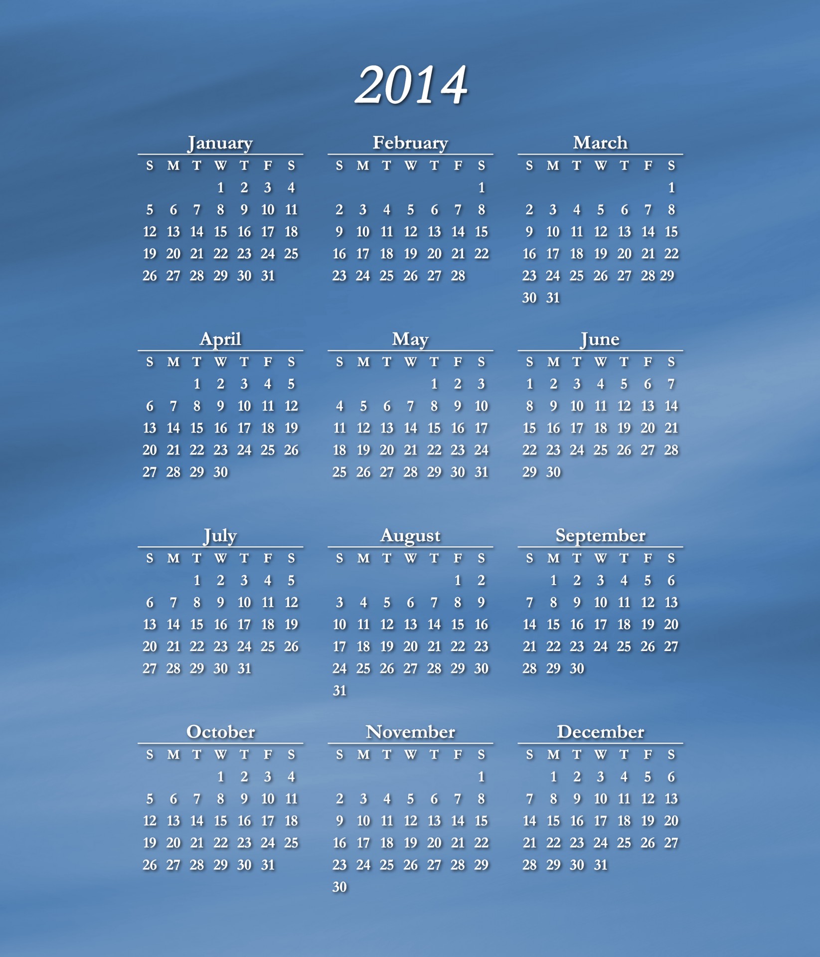 2014 calendar blue free photo