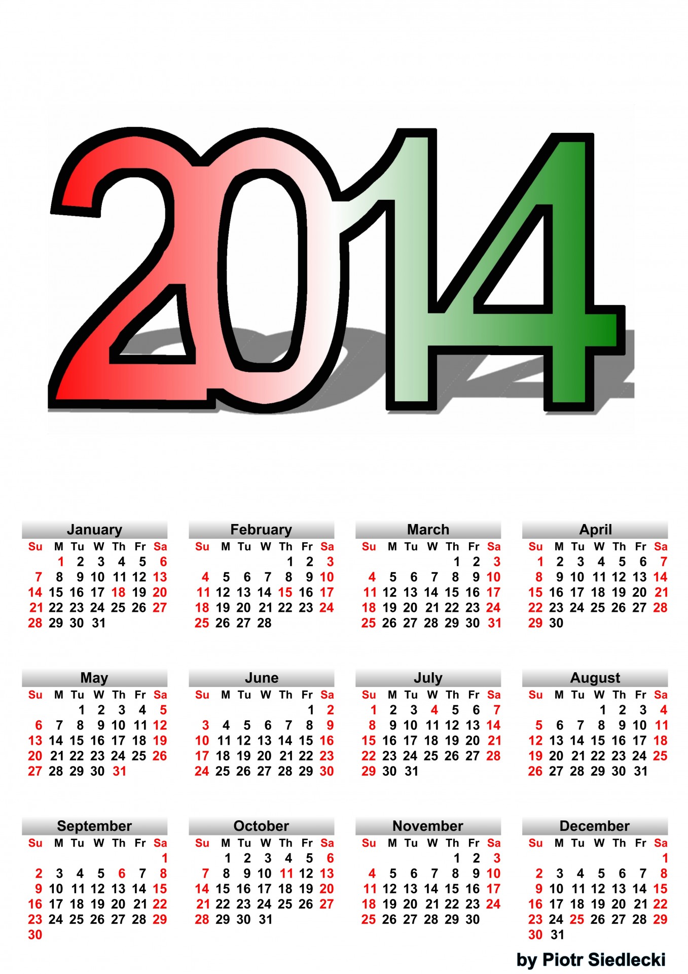 calendar 2014 year free photo