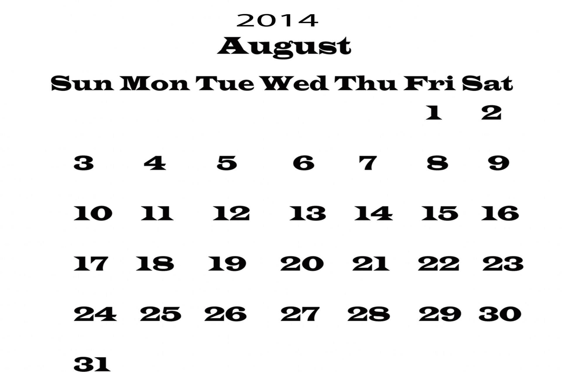August 14 Calendar Template Year Free Image From Needpix Com