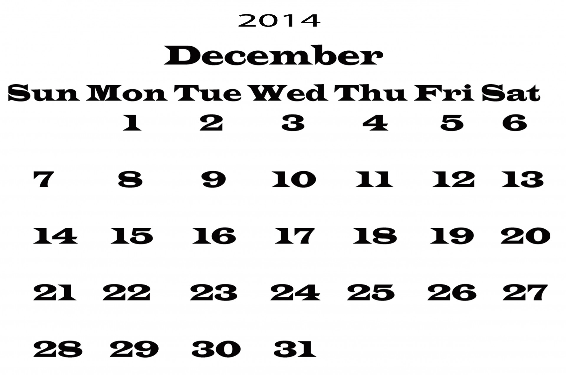 december 2014 calendar free photo