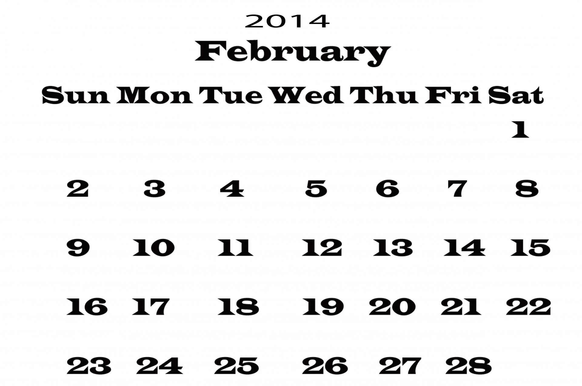 february 2014 calendar free photo
