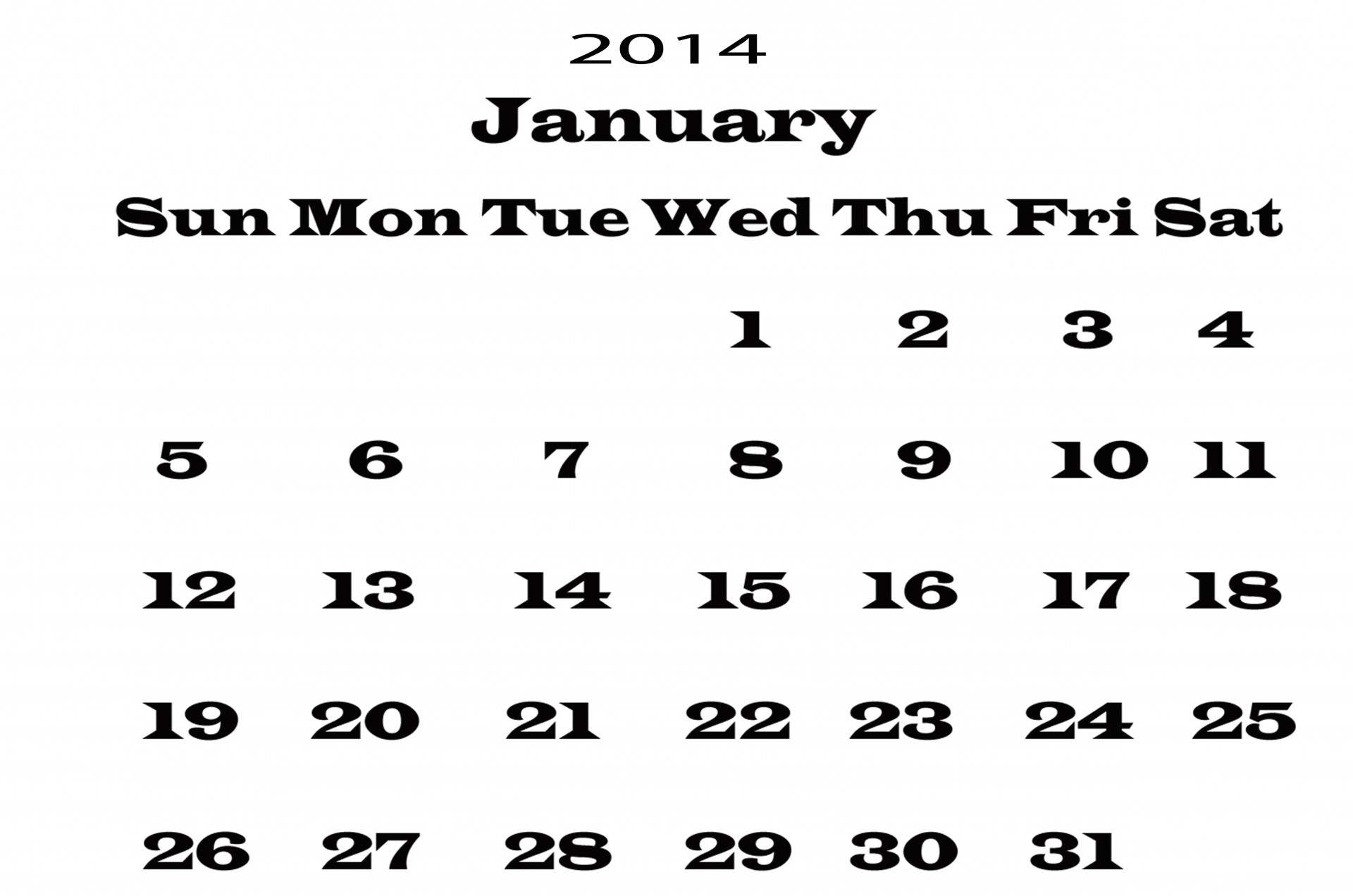 january 2014 calendar free photo