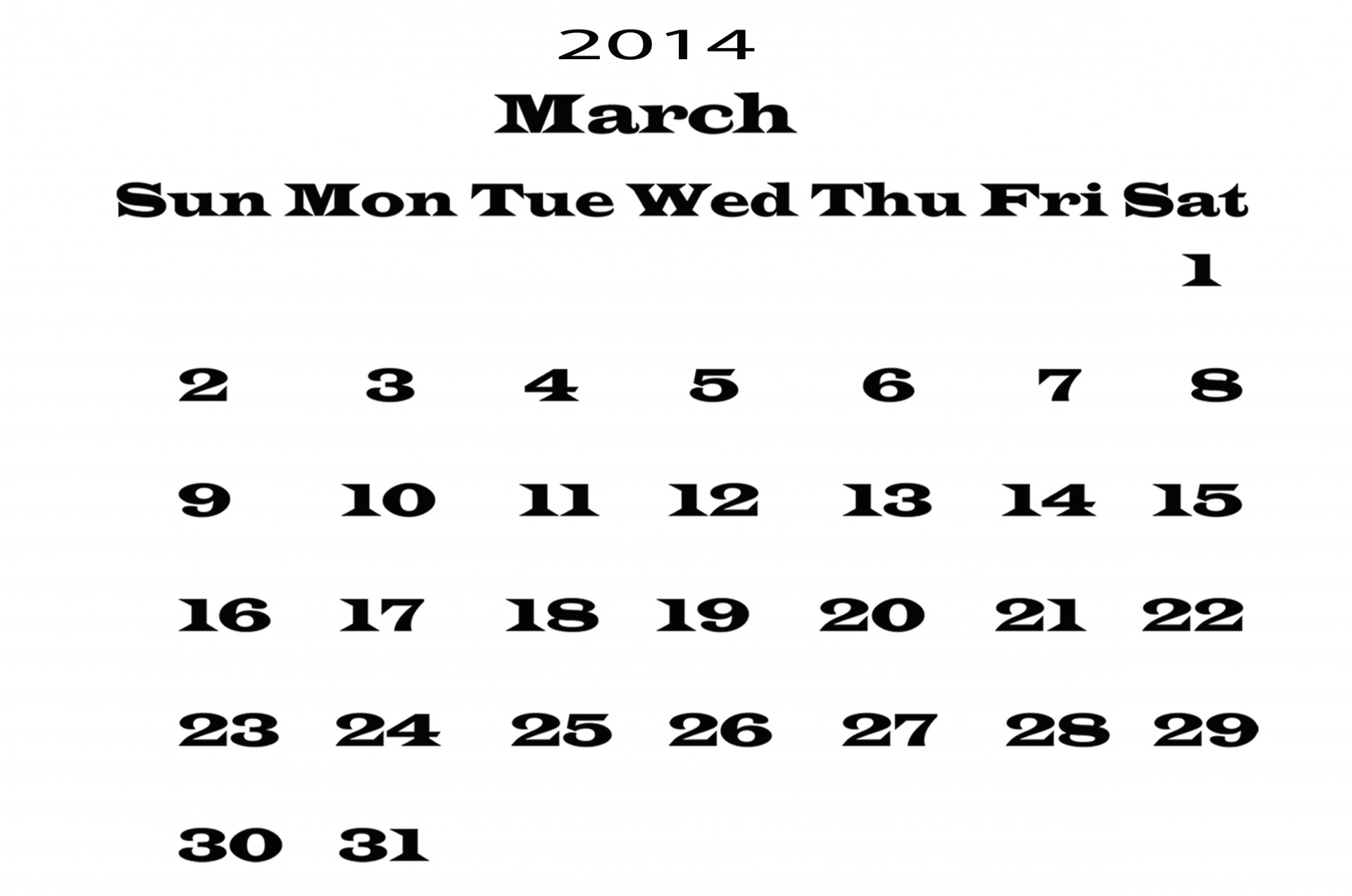 march 2014 calendar free photo