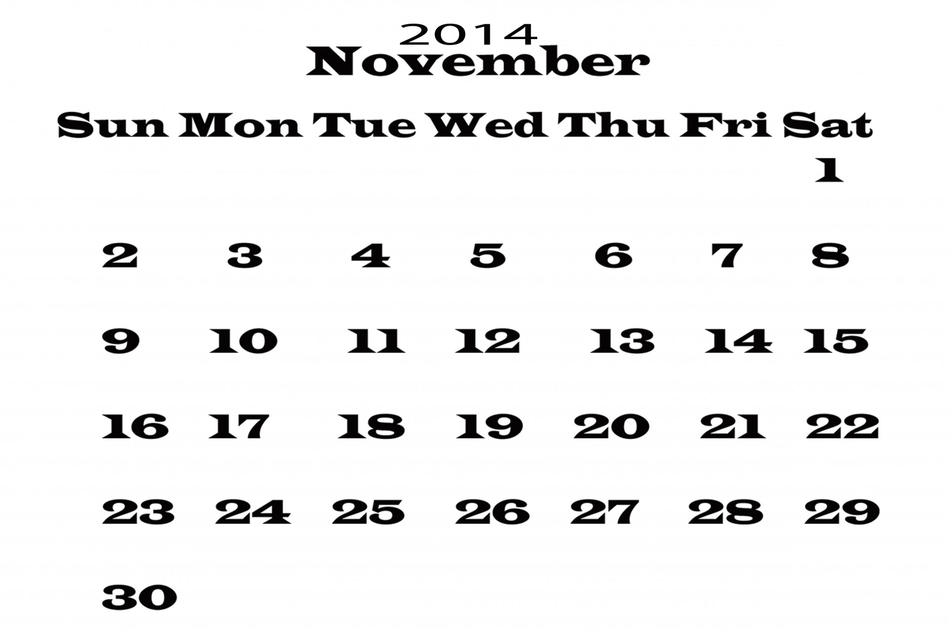 november 2014 calendar free photo