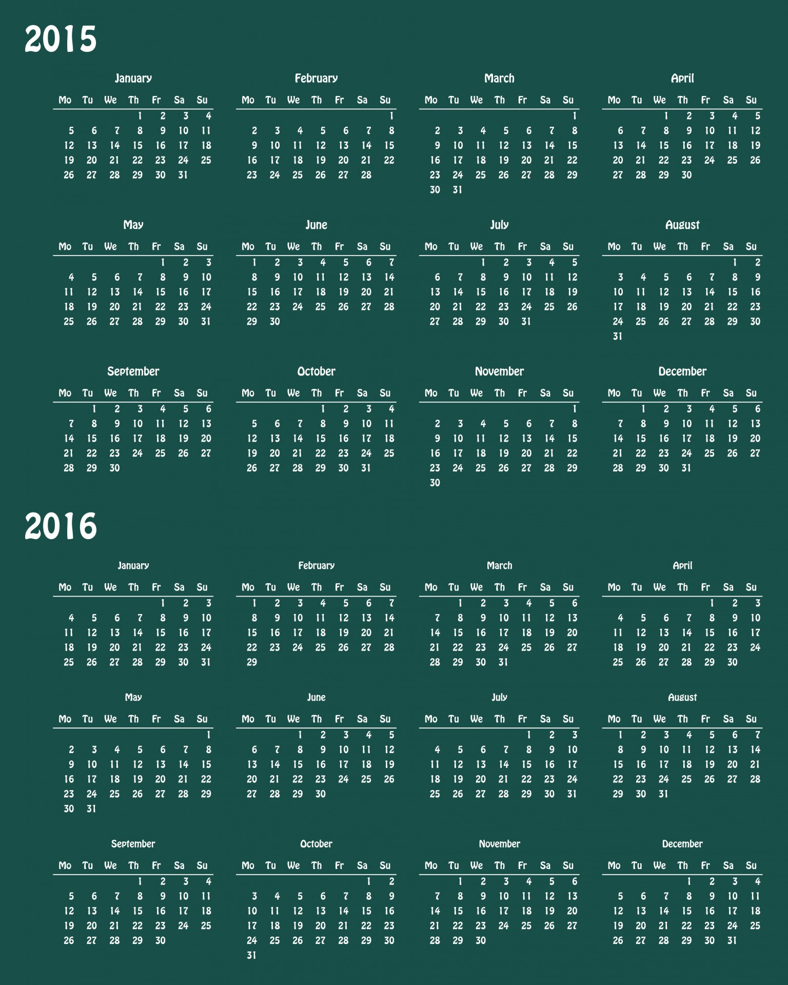 2015 calendar 2016 calendar 2015 free photo