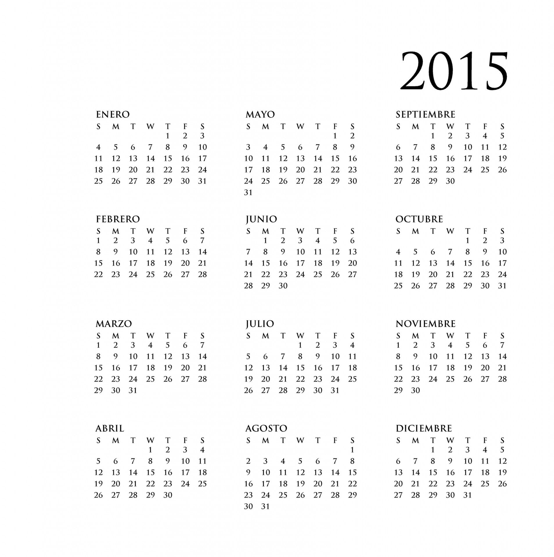 2015 calendar template free photo