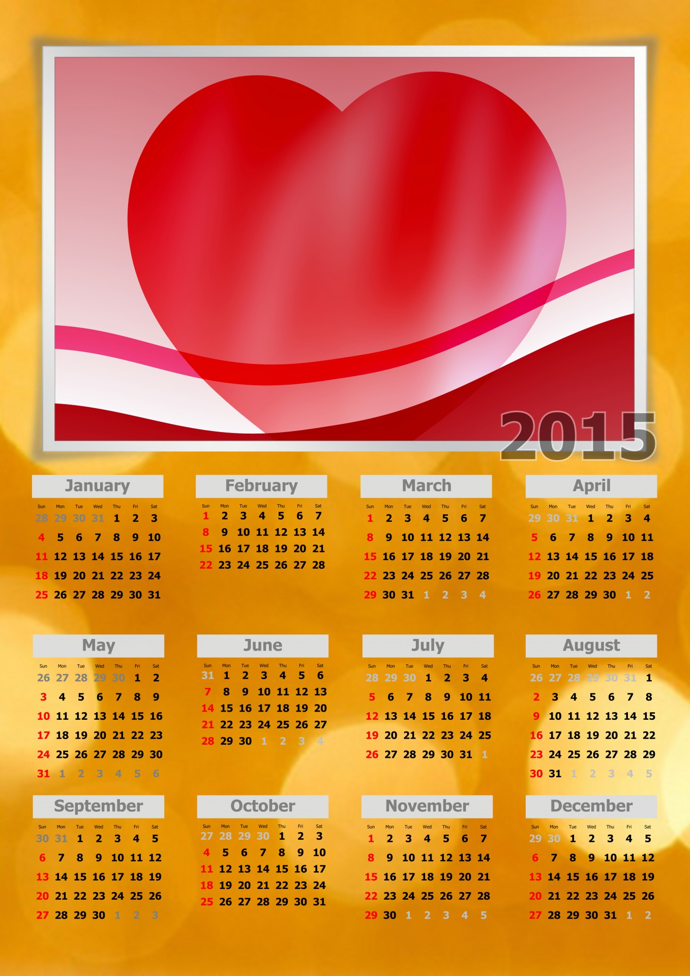heart calendar year free photo