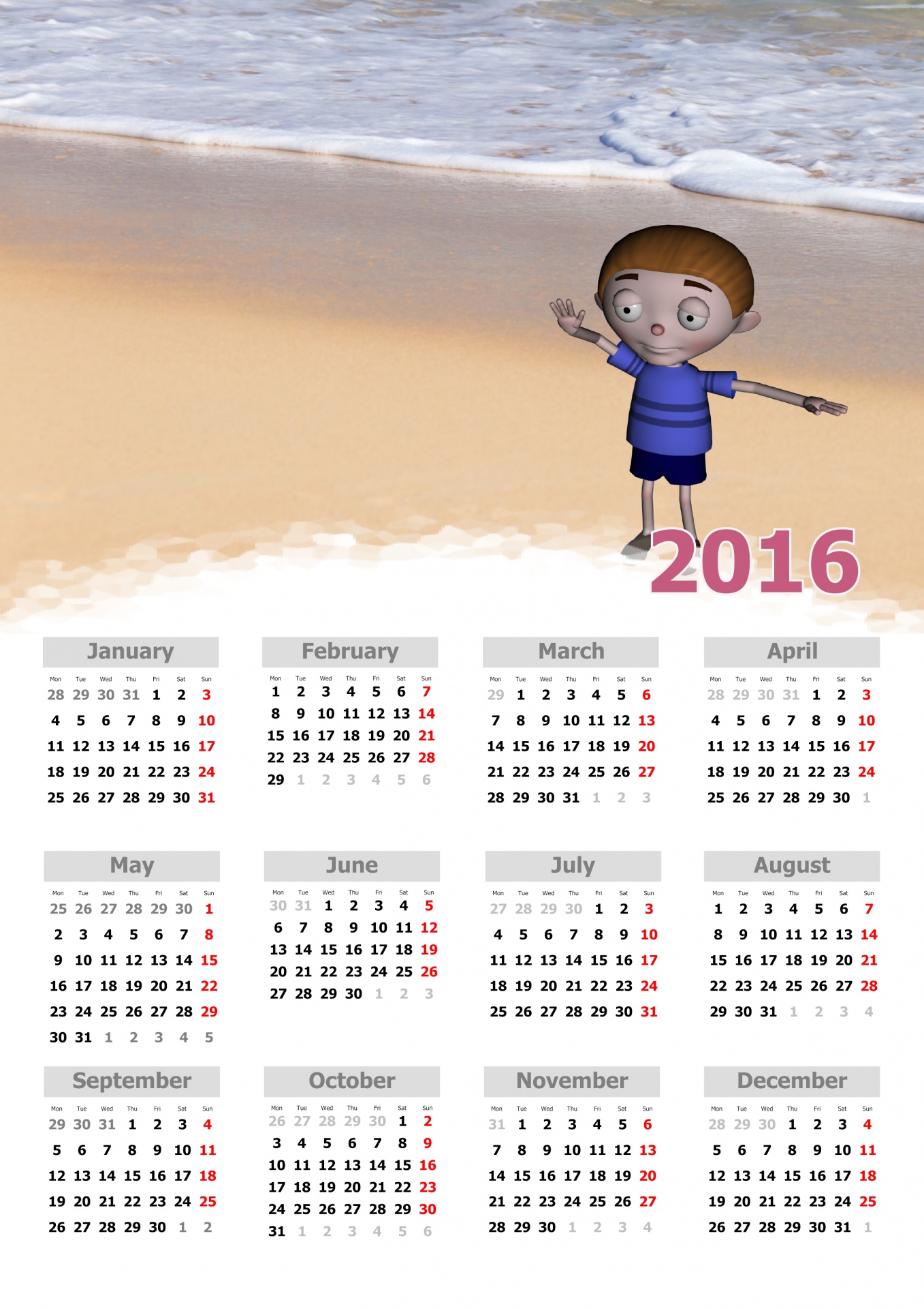 2016 annual calendar free photo