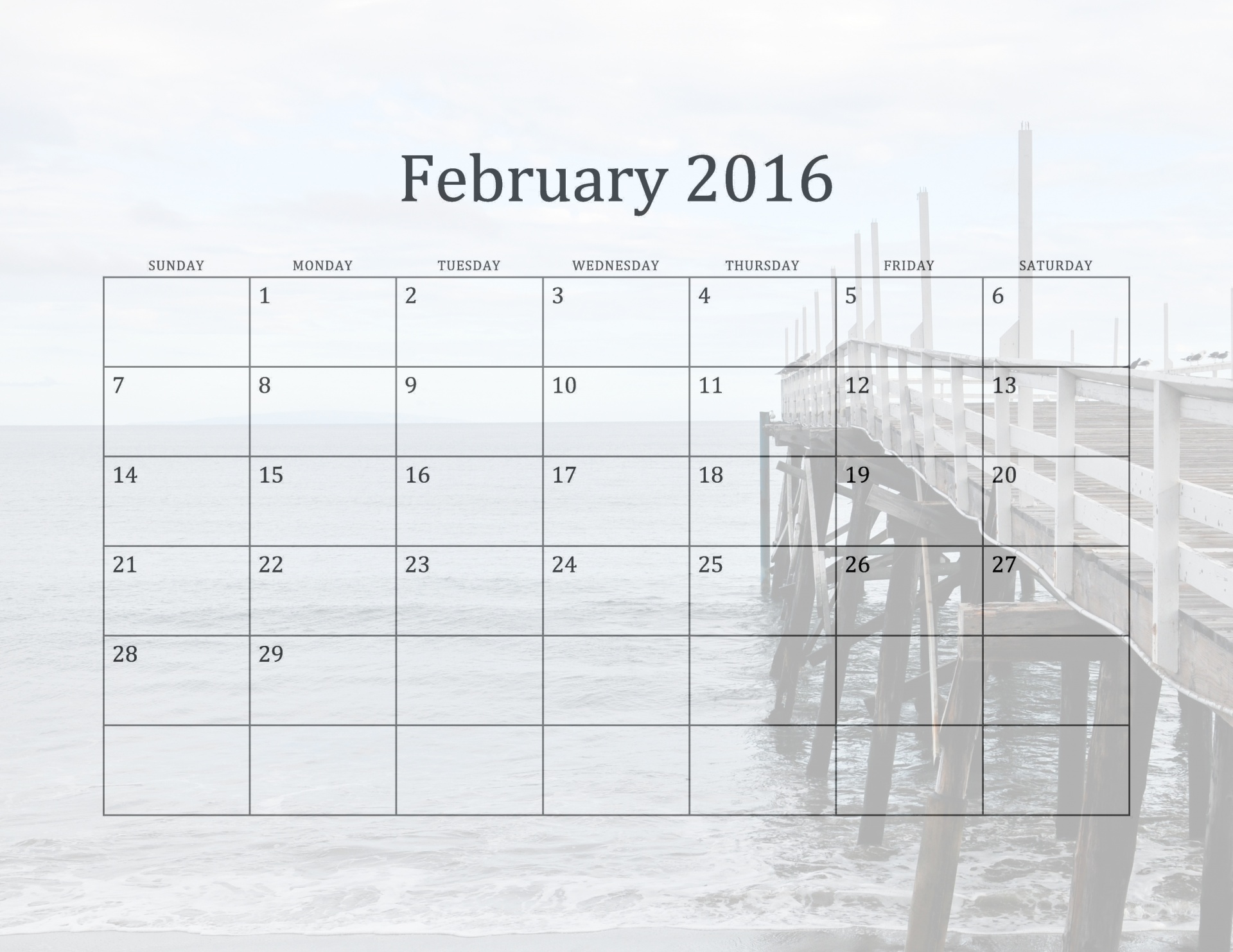 2016 pier calendar free photo