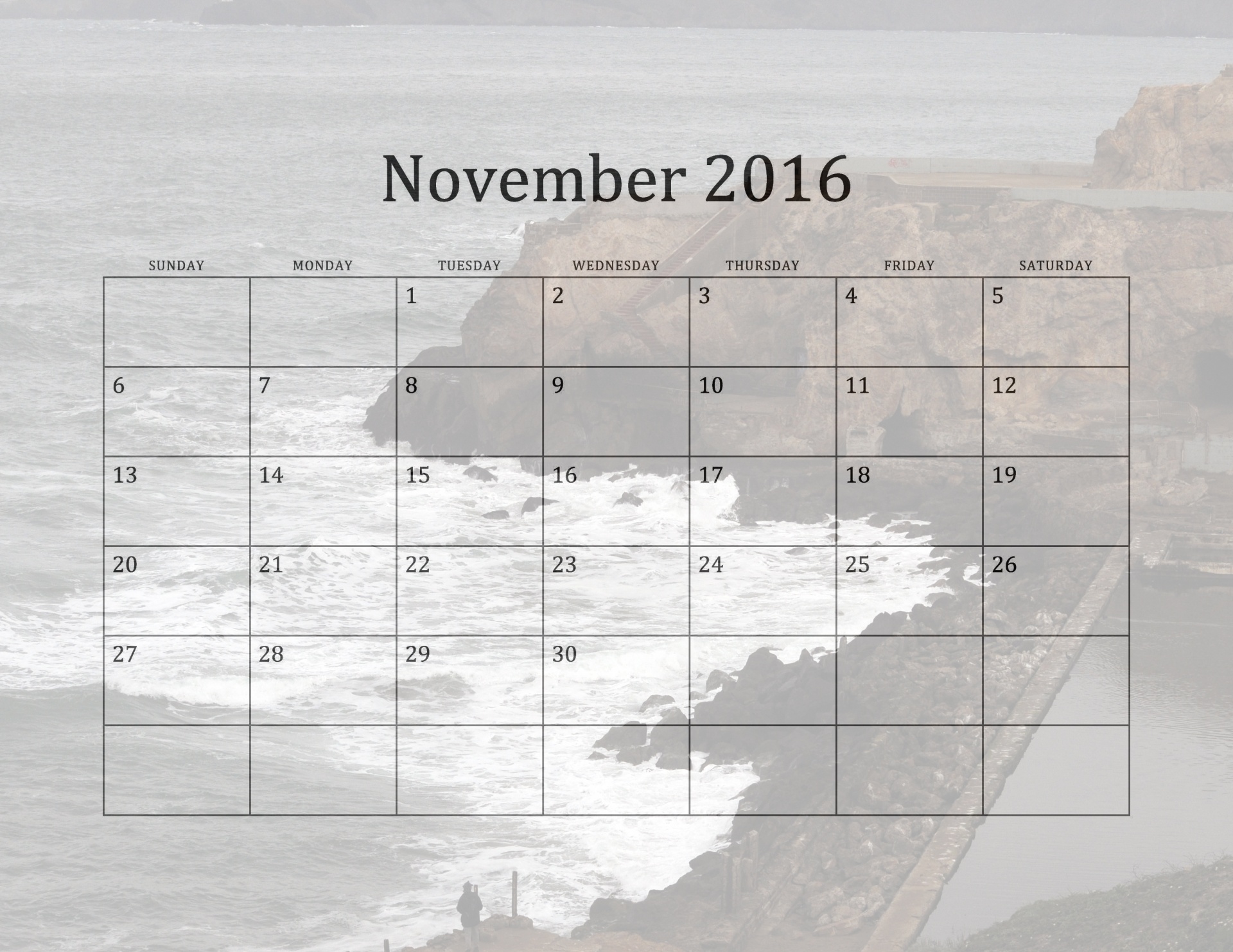 2016 november calendar free photo