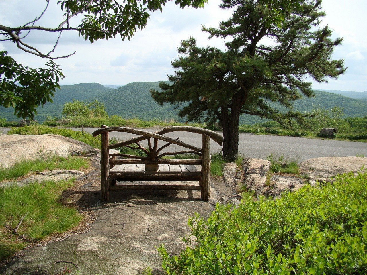 wooden bench rock free photo