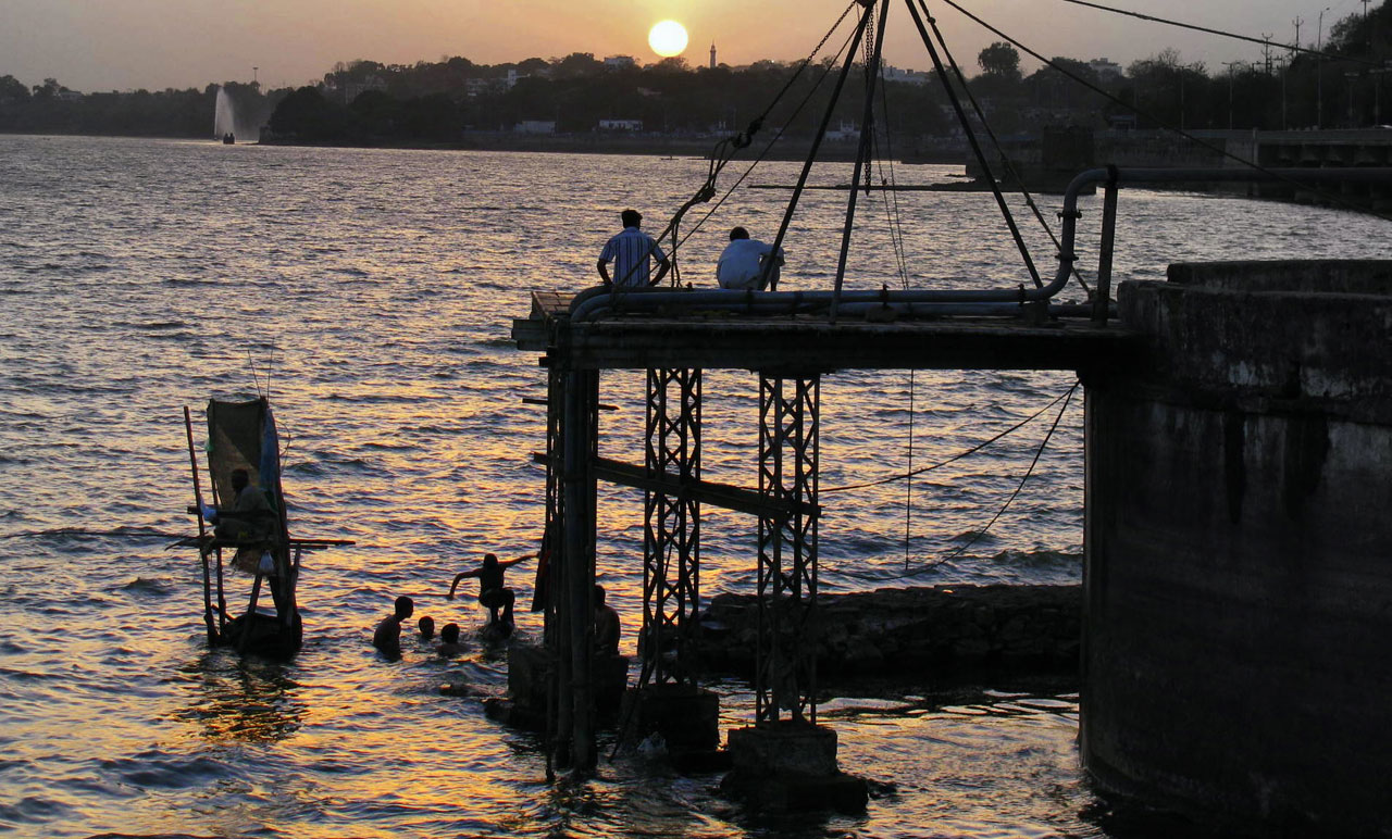 sunset bhopal lake free photo