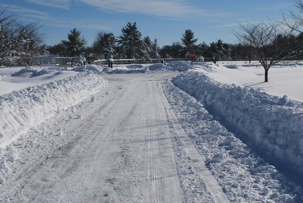 snow road plowed free photo
