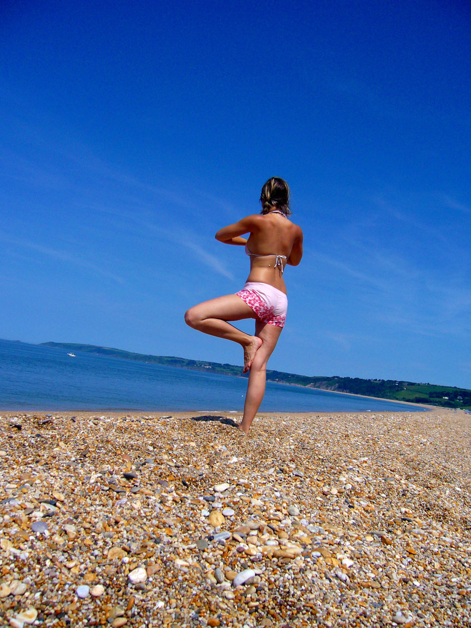 girl yoga beach free photo