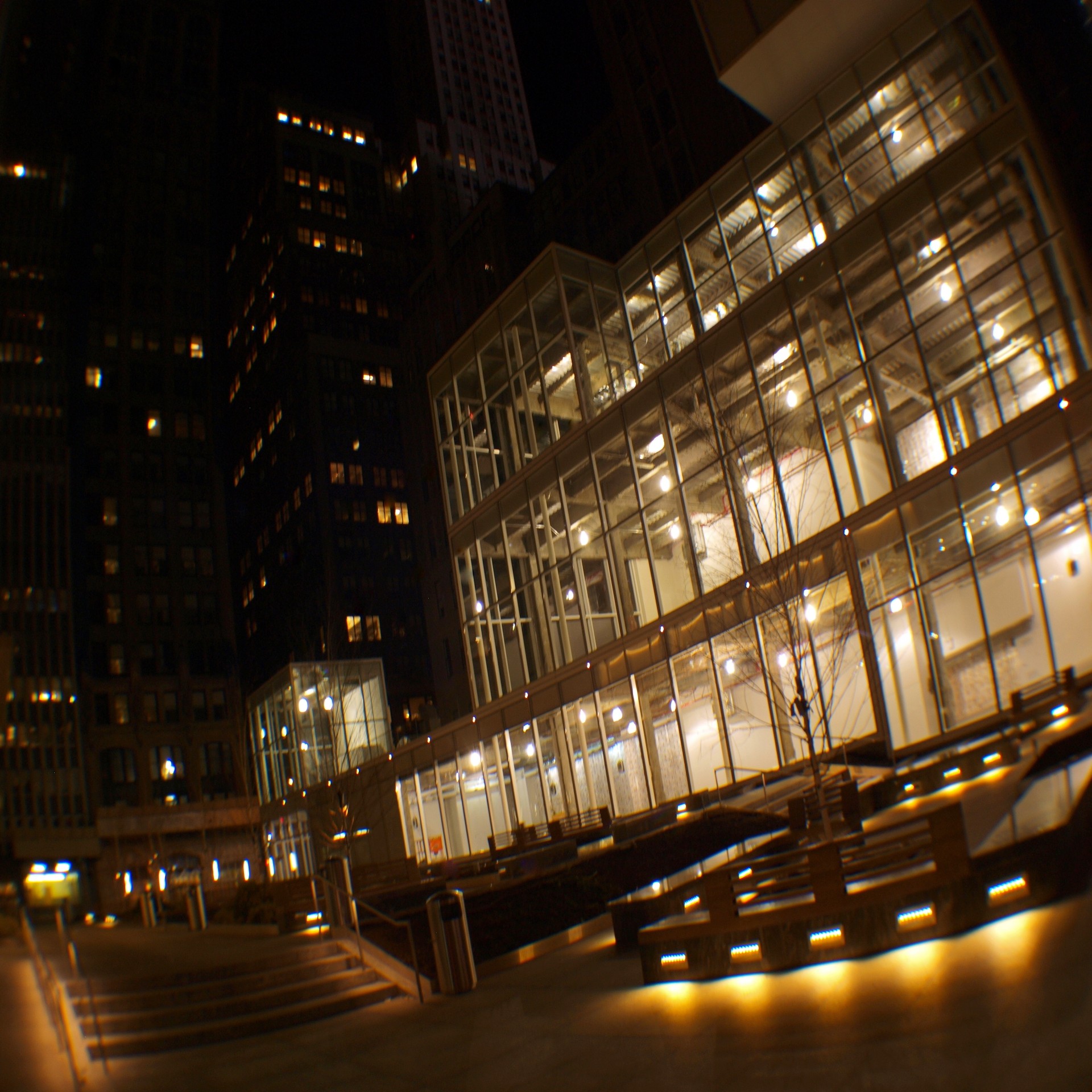 night glass buildings free photo