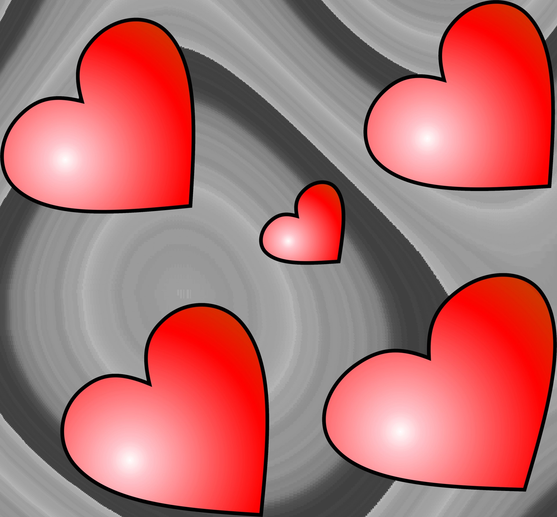 5 red hearts free photo