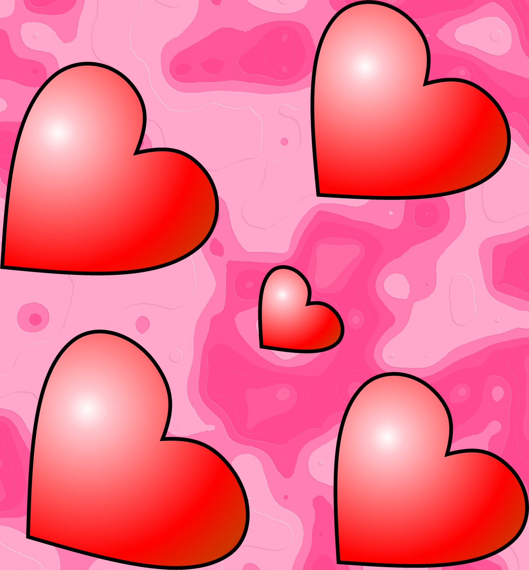 5 red hearts free photo