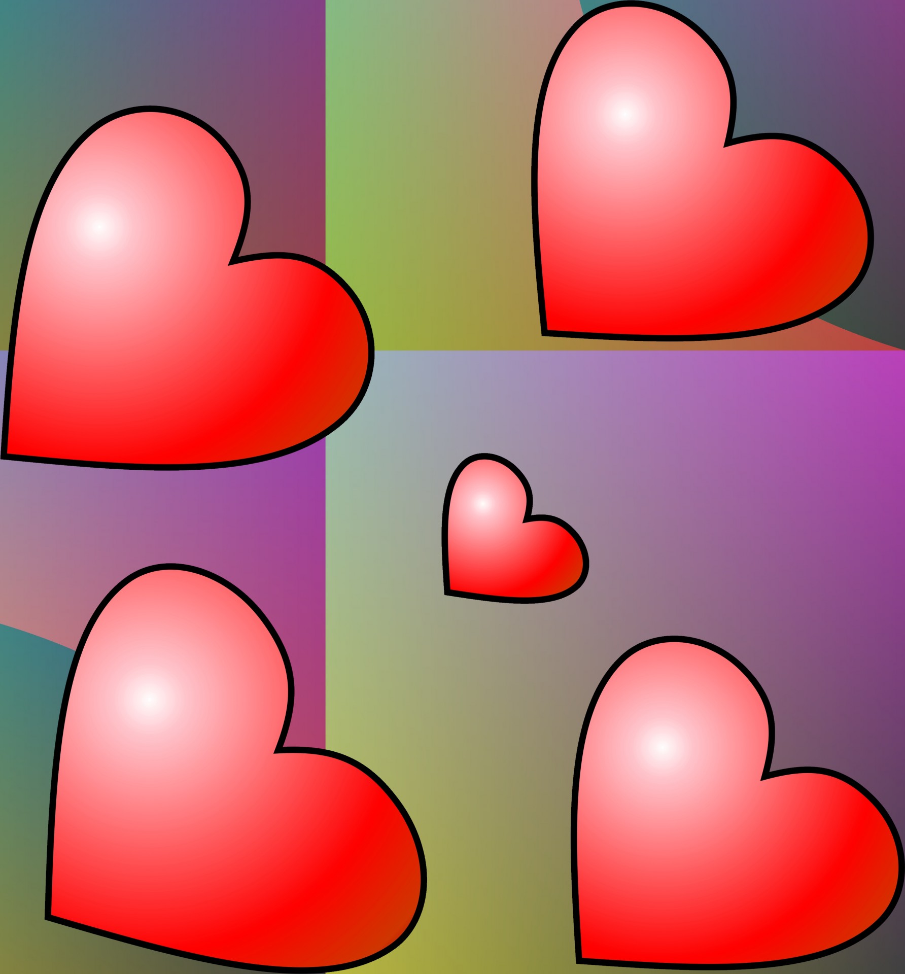 5 red hearts free photo