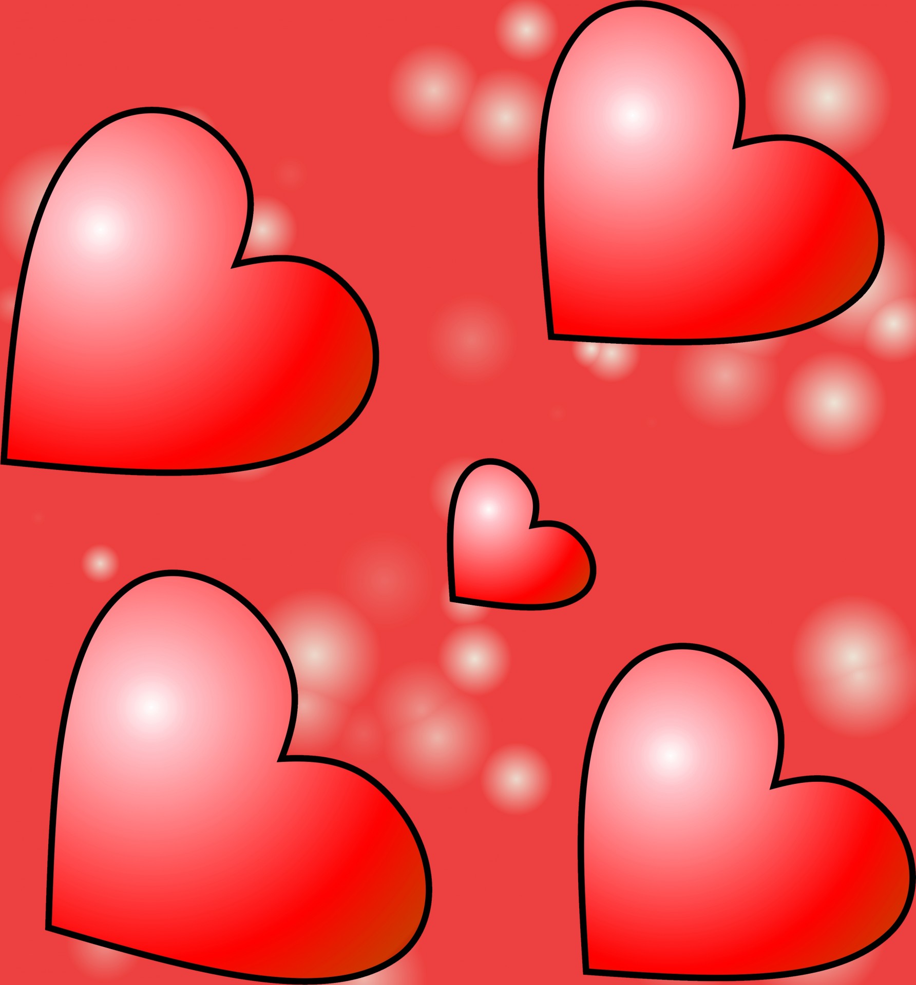 5 red hearts free photo