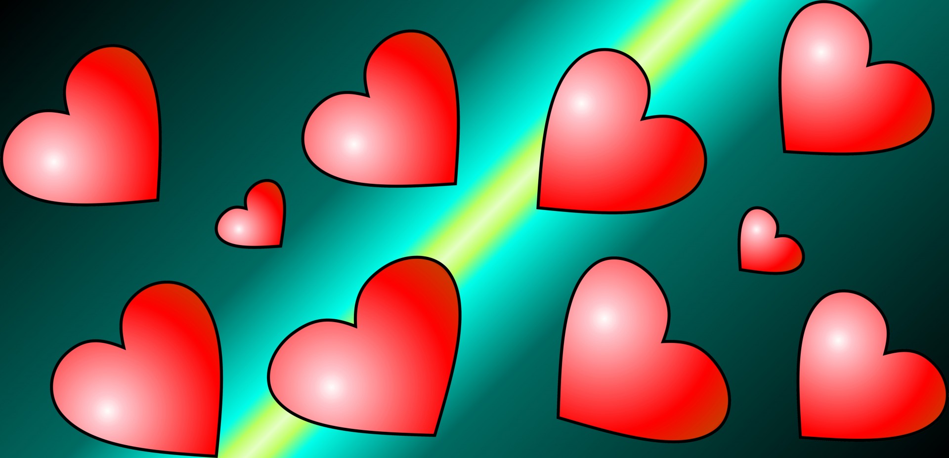 five red hearts free photo