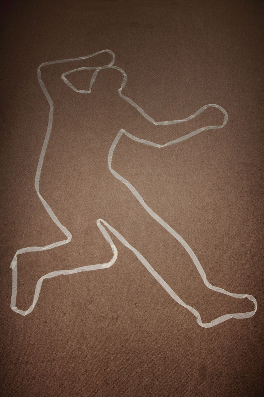 Crime scene dead body silhouette icon Royalty Free Vector