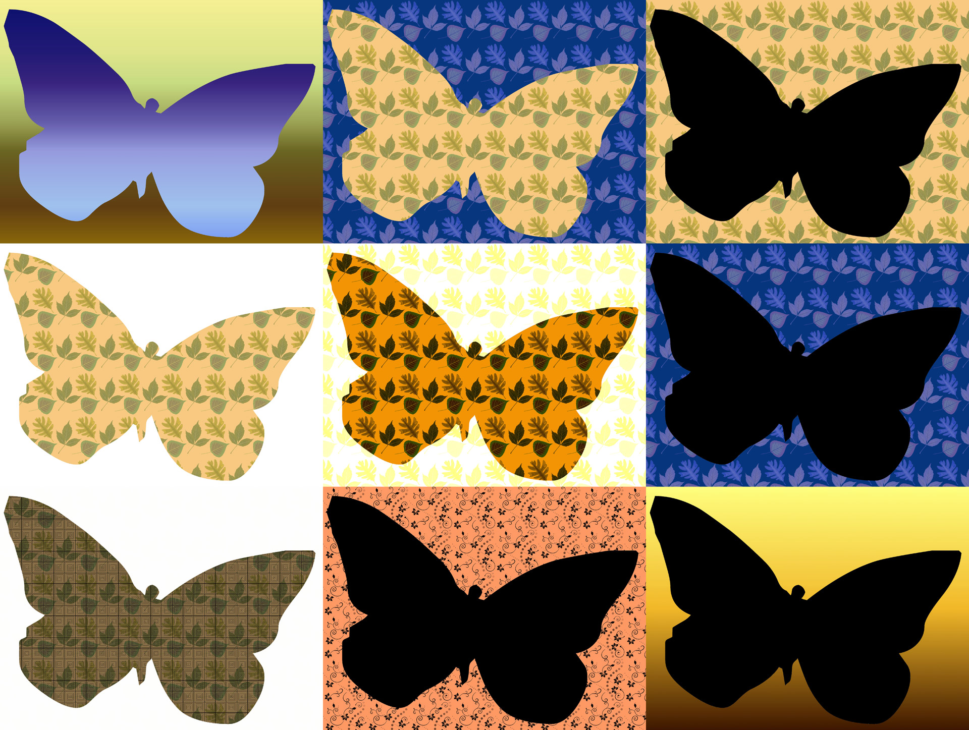 9 butterfly silhouette free photo