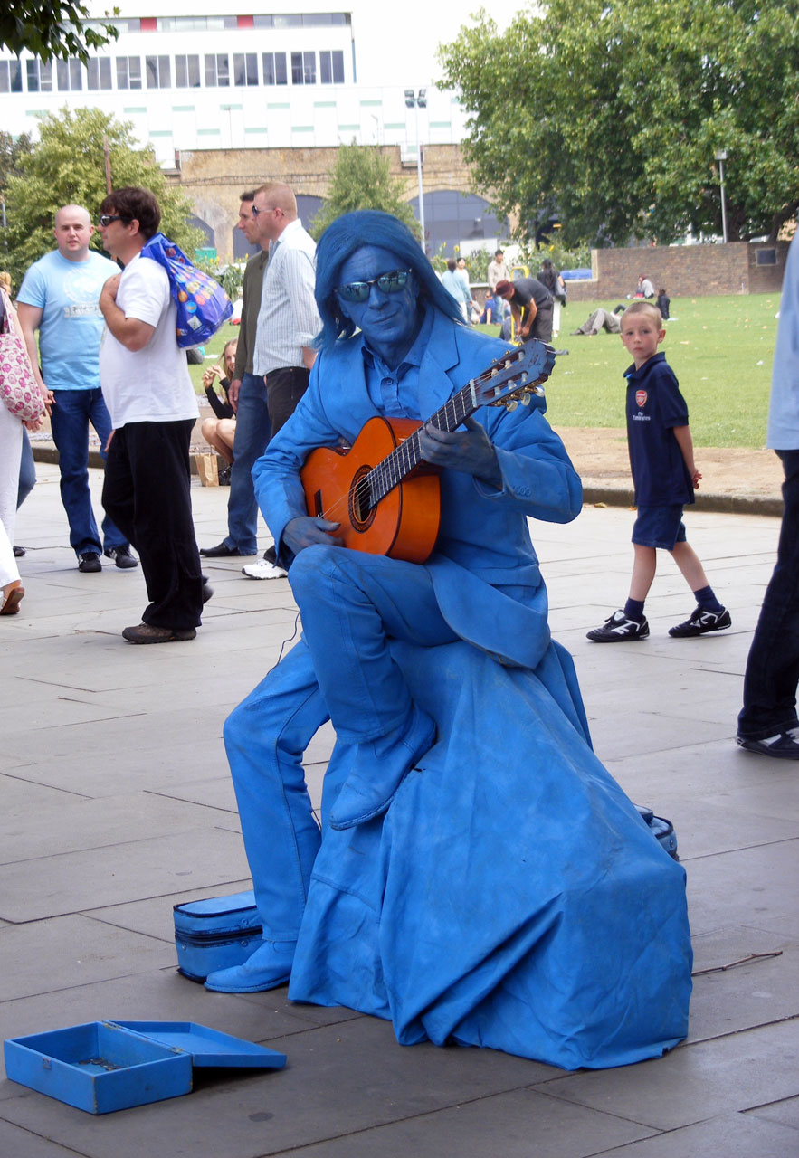 blue guitar concrete free photo