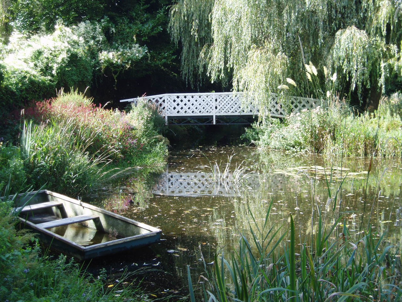 boat bridge lake free photo