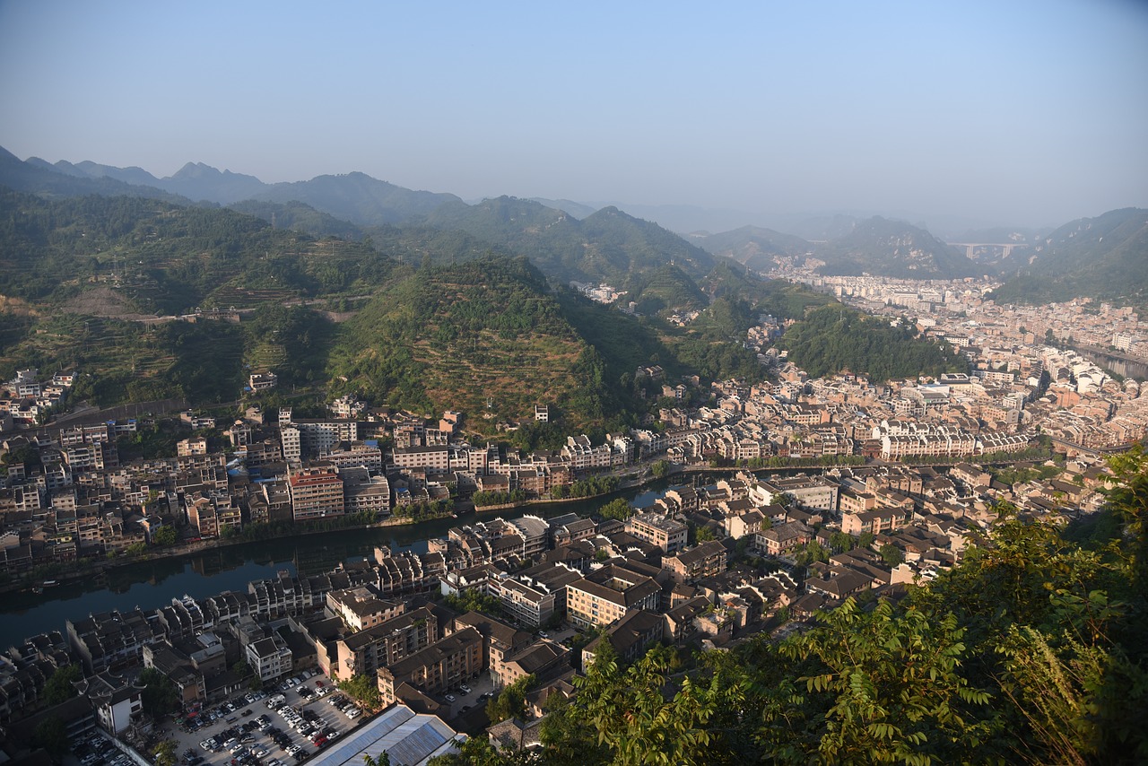 a bird's eye view the ancient town china free photo