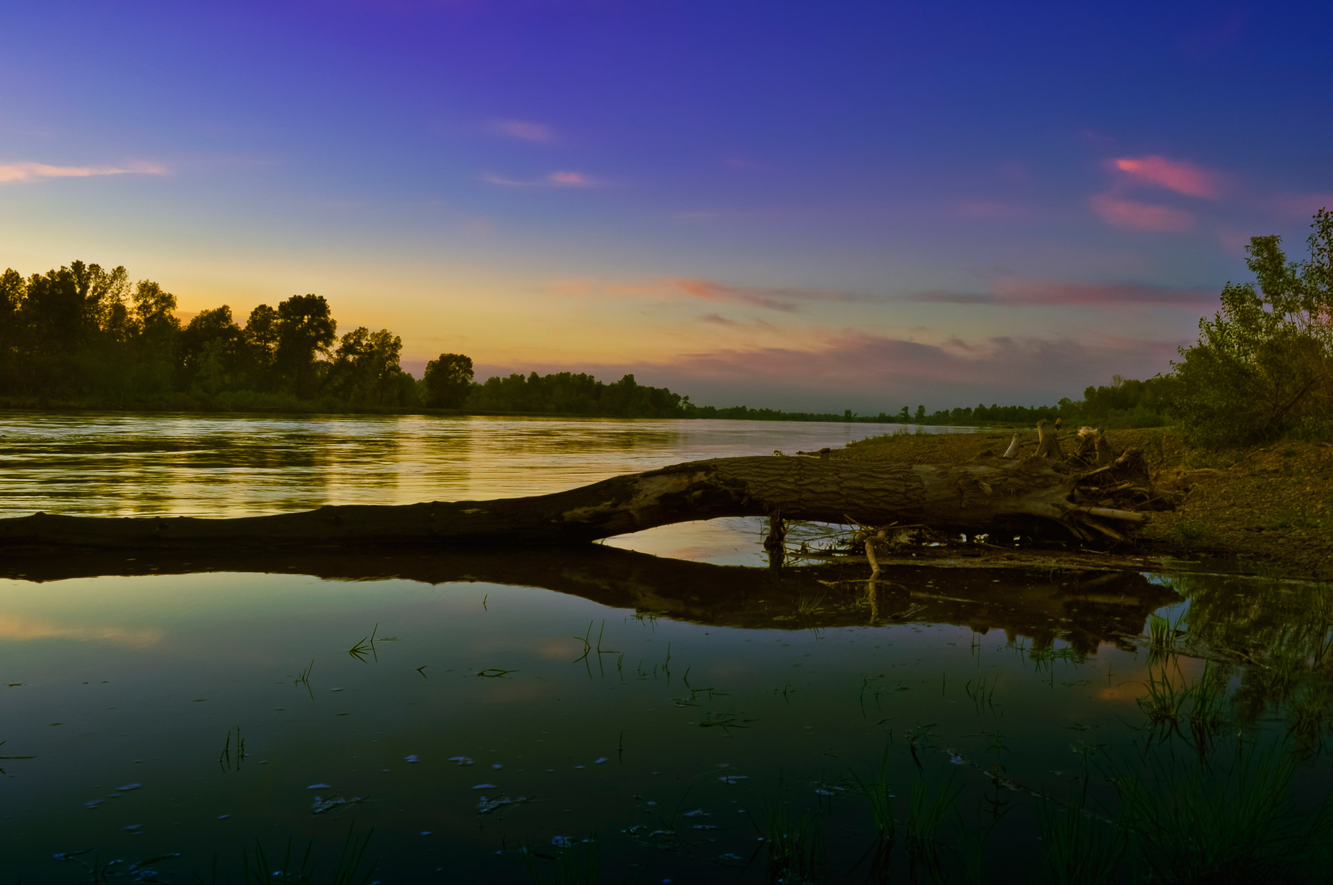 river sunset night free photo