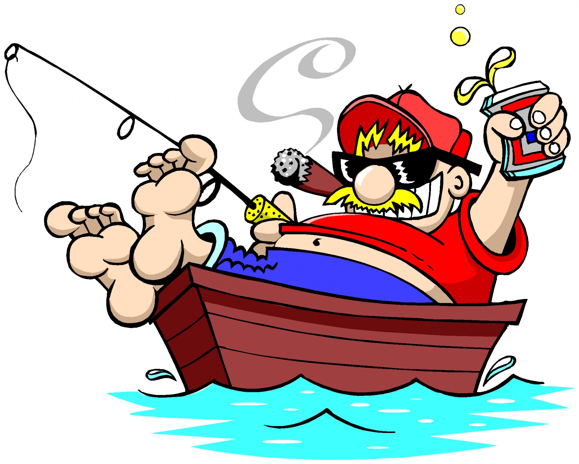 Мультяшный Рыбак в лодке