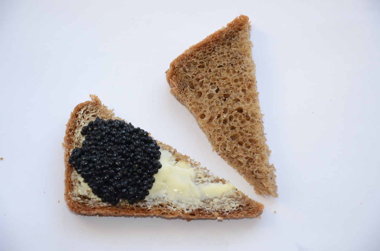 a sandwich caviar breakfast free photo