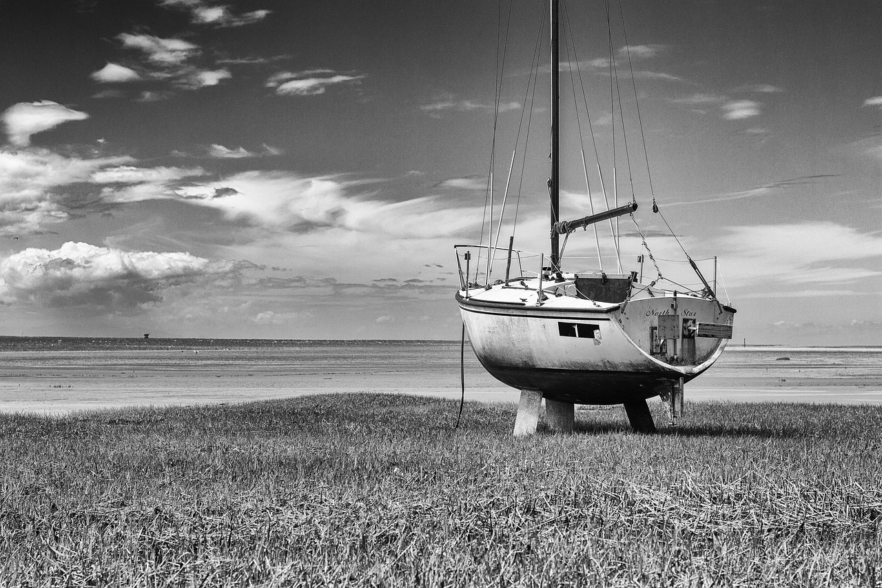 abandoned boat b w free photo