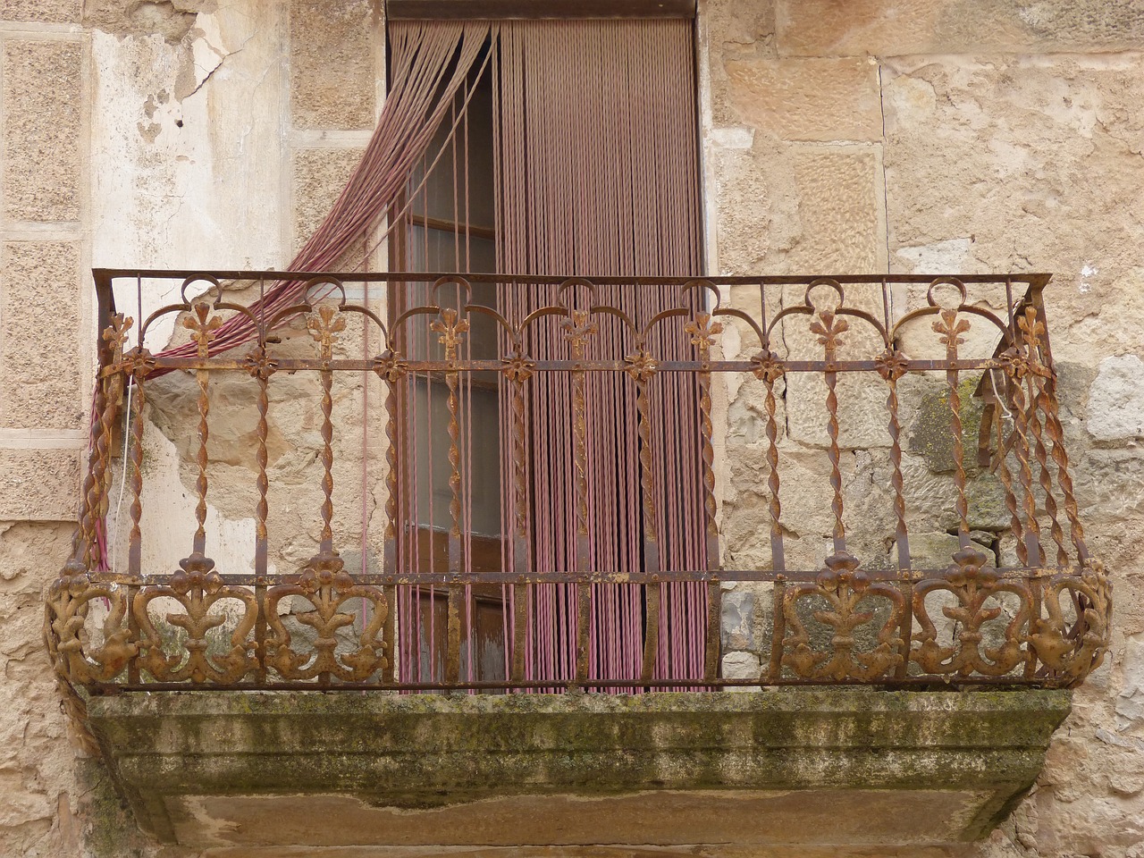 abandoned  balcony  curtain free photo