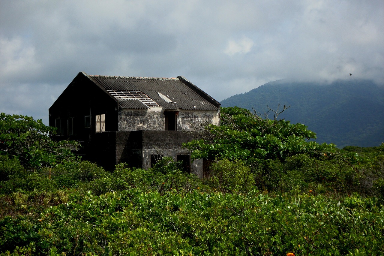 abandoned house nature clouds free photo