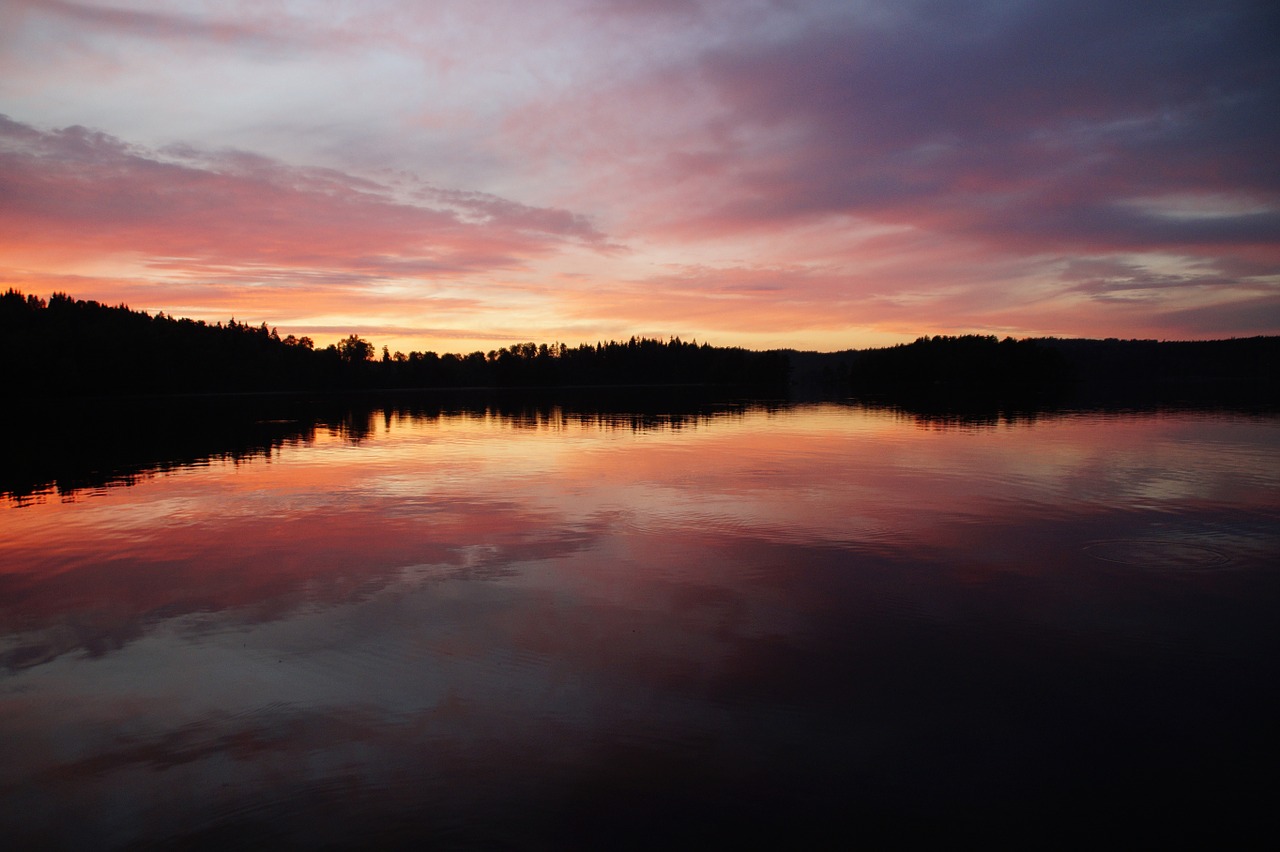 abendstimmung sunset lake free photo