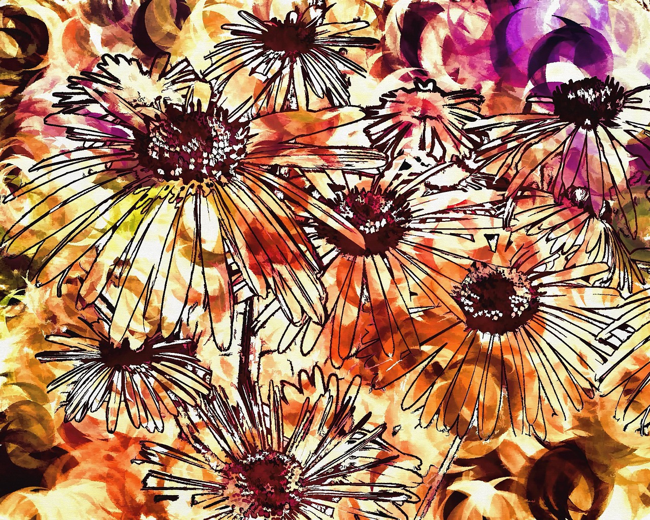 abstract pattern flowers free photo