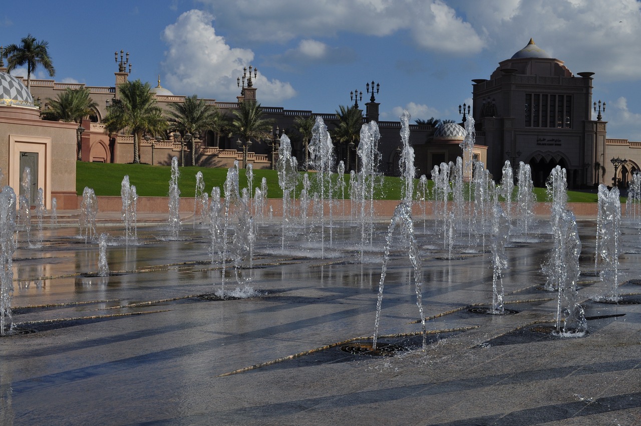 abu dhabi emirates palace hotel fountain free photo