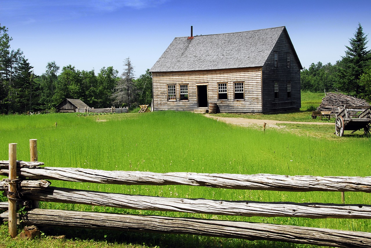 acadian village cottage rural scene free photo