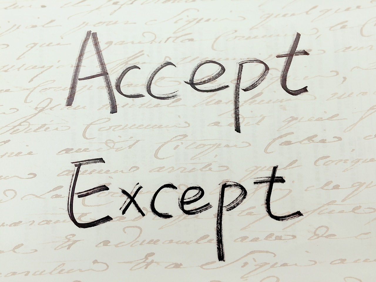 accept except handwriting free photo