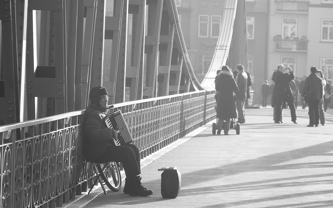 accordion bridge frankfurt free photo